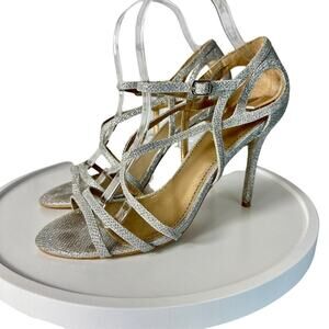 Badgley Mischka Belle Heels Strappy Glitter Sparkle Stiletto Pumps Strappy 8
